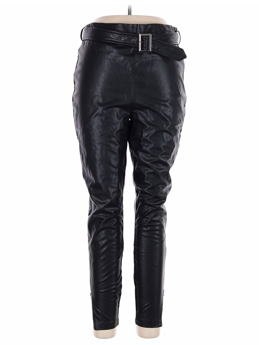 Lovers + Friends Black Faux Leather Belted Skinny Pants